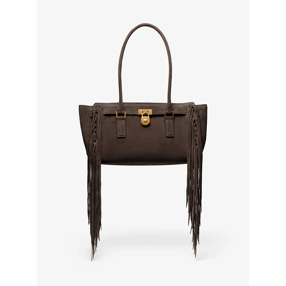 Michael Kors Bolso satchel de ante con flecos Hamilton Moderne | Chocolate