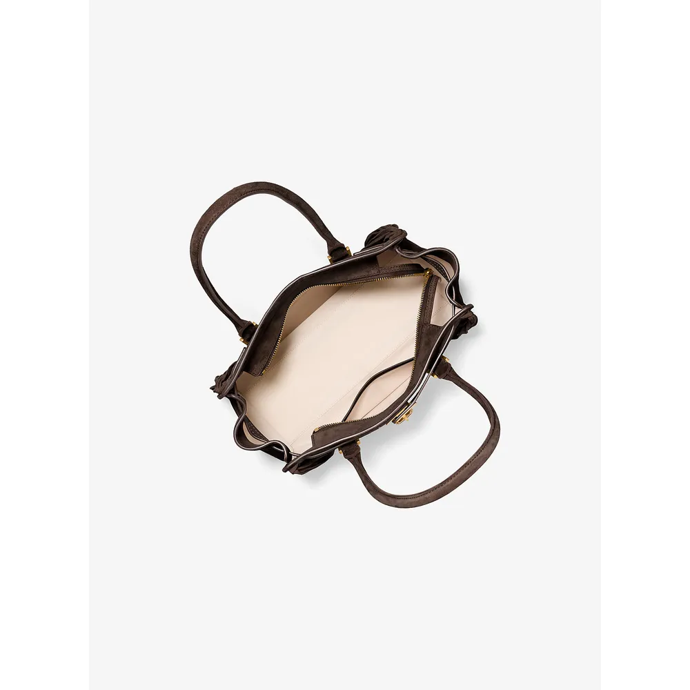 Michael Kors Bolso satchel de ante con flecos Hamilton Moderne | Chocolate