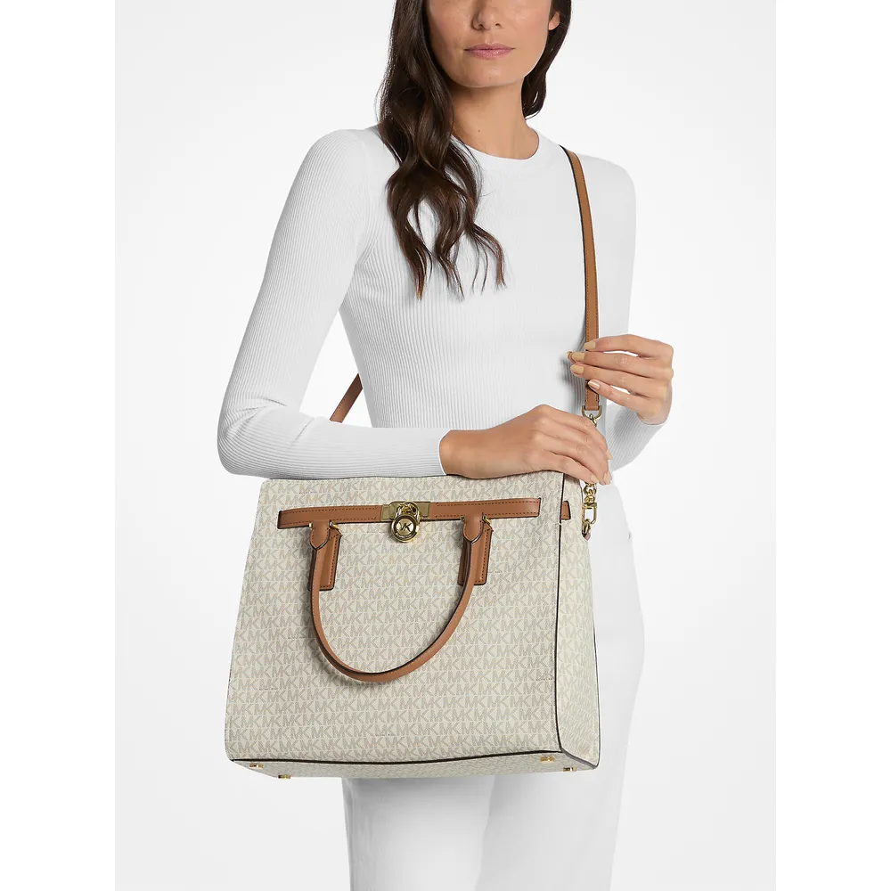 Michael Kors Bolso satchel de firma Hamilton Moderne | Vainilla/Bellota