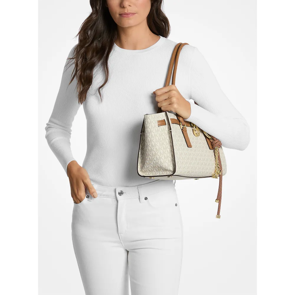 Michael Kors Bolso satchel de la firma Hamilton Moderne | Vainilla/Bellota