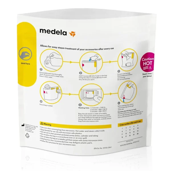 BOLSAS ESTERILIZADORAS PARA MICROONDAS - MEDELA QUICK CLEAN  5 PZS
