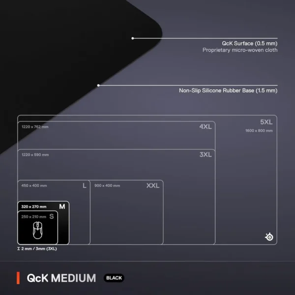 MOUSEPAD QCK MEDIUM CLASSIC STEELSERIES | NEGRO