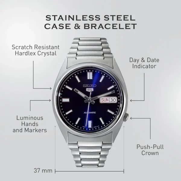 RELOJ SEIKO 5-7S AUTOMÁTICO ELEGANTE PARA HOMBRE | AZUL ELÉCTRICO