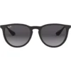 RAY-BAN RB4171F ERIKA PUENTE BAJO GAFAS DE SOL PARA MUJER | RUBBER BLACK / LIGHT GREY DARK GREY