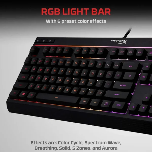 TECLADO ALÁMBRICO HYPERX ALLOY CORE RGB MEMBRANE SPILL RESISTANT | NEGRO