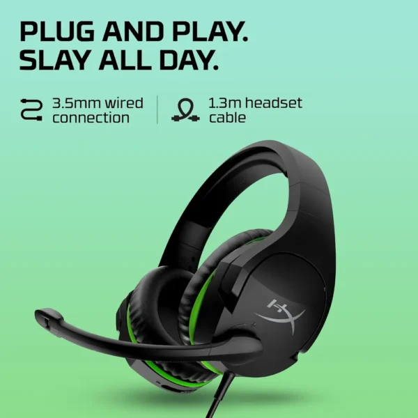 AUDÍFONOS ALÁMBRICOS HYPERX CLOUDX STINGER CORE | NEGRO/VERDE