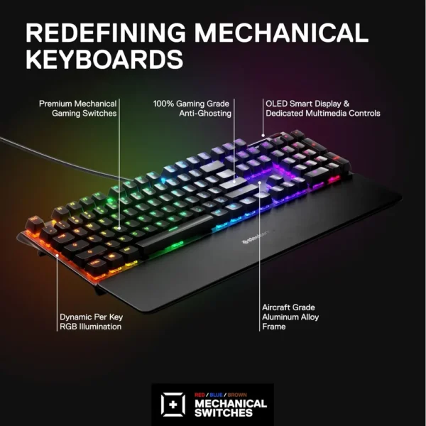 TECLADO ALÁMBRICO MECÁNICO APEX 7 STEELSERIES | SWITCH AZUL
