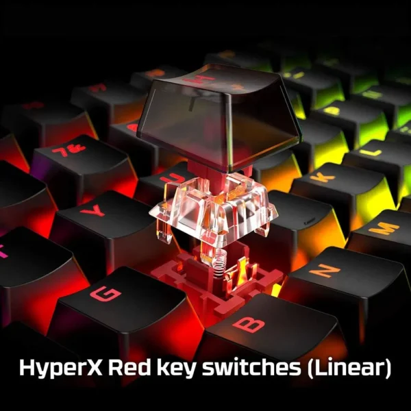 TECLADO ALÁMBRICO HYPERX ALLOY ORIGINS MECHANICAL RGB RED SWITCH COMPACT | NEGRO