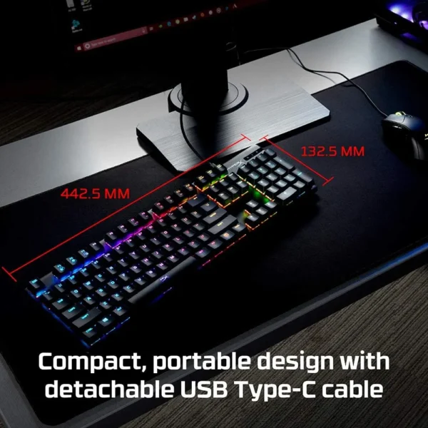 TECLADO ALÁMBRICO HYPERX ALLOY ORIGINS MECHANICAL RGB RED SWITCH COMPACT | NEGRO