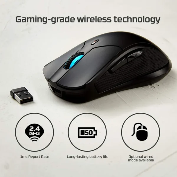 MOUSE INALÁMBRICO HYPERX PULSEFIRE DART RGB | NEGRO
