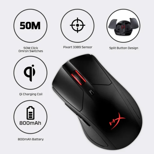 MOUSE INALÁMBRICO HYPERX PULSEFIRE DART RGB | NEGRO
