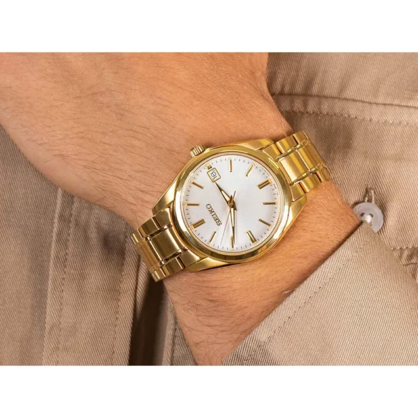RELOJ SEIKO SUR314 ESSENTIALS CUARZO PARA HOMBRE | BLANCO/ DORADO
