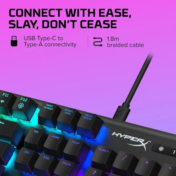 TECLADO ALÁMBRICO HYPERX ALLOY ORIGINS SWITCH AQUA | NEGRO