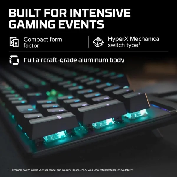 TECLADO ALÁMBRICO HYPERX ALLOY ORIGINS SWITCH AQUA | NEGRO
