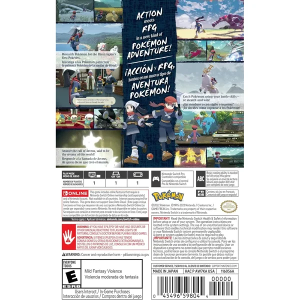 VIDEOJUEGO NINTENDO LEYENDAS POKÉMON ARCEUS SWITCH USA