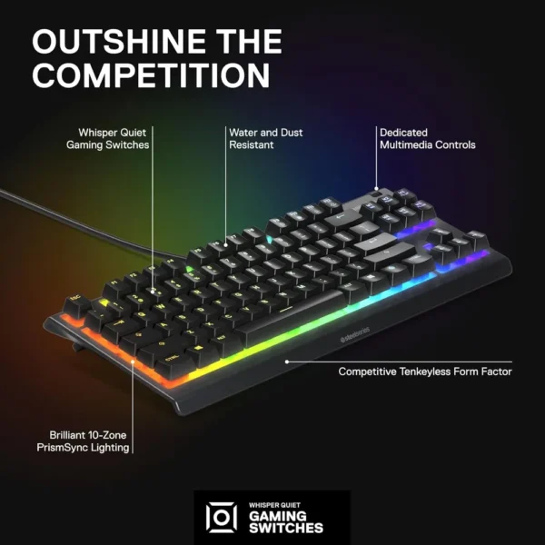 TECLADO ALÁMBRICO APEX 3 TKL STEELSERIES | NEGRO