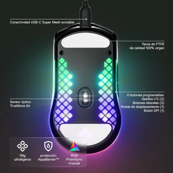 MOUSE ALÁMBRICO AEROX 3 STEELSERIES | ONYX