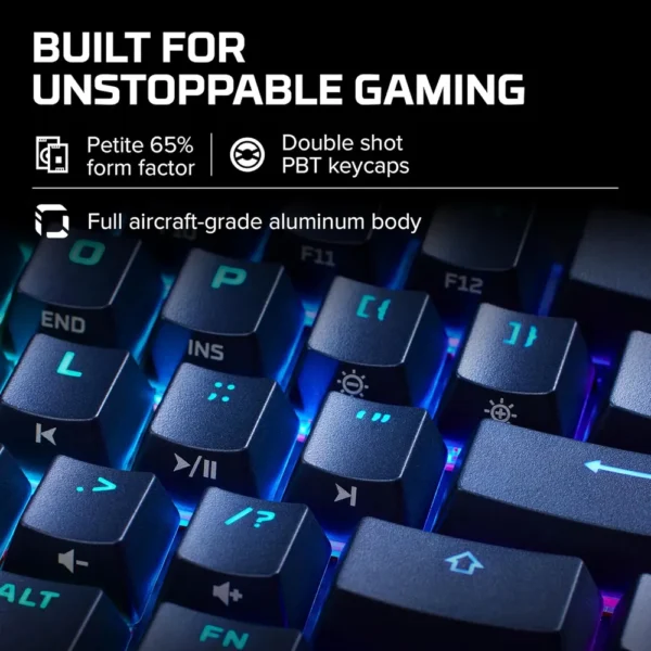 TECLADO ALÁMBRICO HYPERX ALLOY ORIGINS 65 SWITCH RED | NEGRO