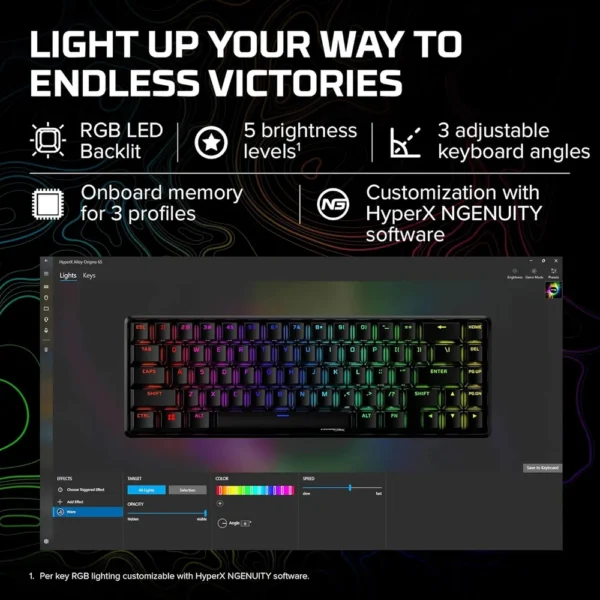 TECLADO ALÁMBRICO HYPERX ALLOY ORIGINS 65 SWITCH RED | NEGRO