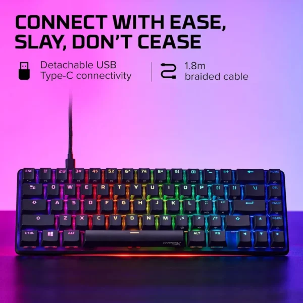 TECLADO ALÁMBRICO HYPERX ALLOY ORIGINS 65 SWITCH AQUA | NEGRO
