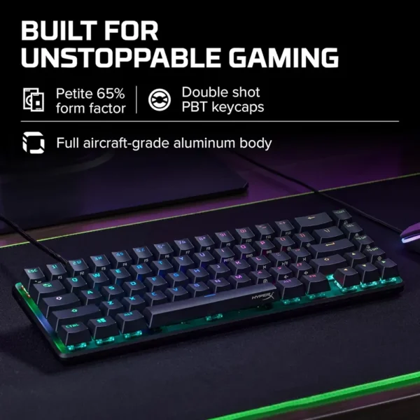 TECLADO ALÁMBRICO HYPERX ALLOY ORIGINS 65 SWITCH AQUA | NEGRO