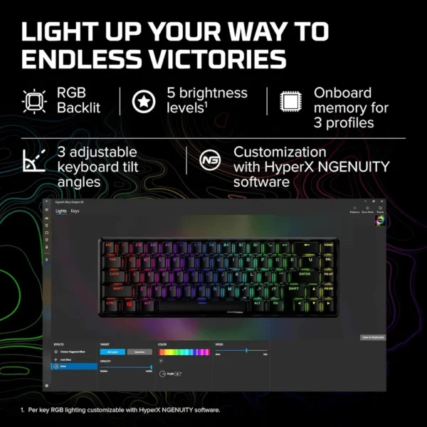 TECLADO ALÁMBRICO HYPERX ALLOY ORIGINS 65 SWITCH AQUA | NEGRO