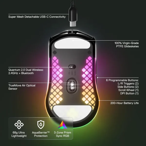 (REACONDICIONADO) MOUSE INALÁMBRICO AEROX 3 STEELSERIES | ONYX