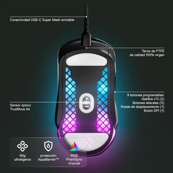 MOUSE ALÁMBRICO AEROX 5 STEELSERIES | NEGRO