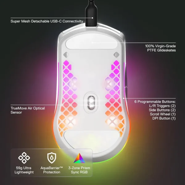 (REACONDICIONADO) MOUSE ALÁMBRICO AEROX 3 STEELSERIES | SNOW