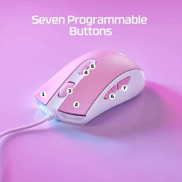MOUSE ALÁMBRICO HYPERX PULSEFIRE CORE RGB | BLANCO/ROSA