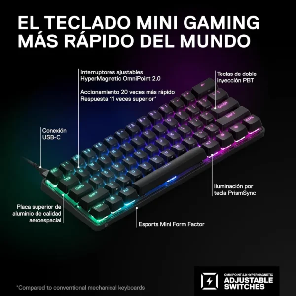 TECLADO ALÁMBRICO MECÁNICO APEX PRO MINI STEELSERIES | RGB