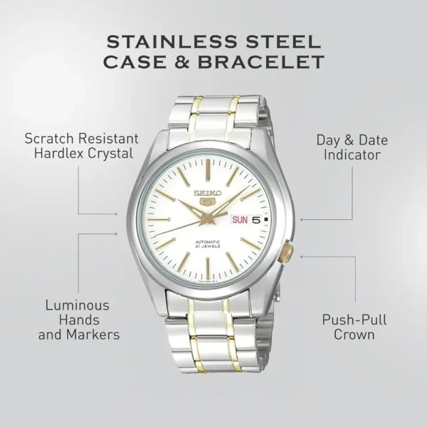 RELOJ SEIKO 5 DE ACERO INOXIDABLE HOMBRE | BLANCO