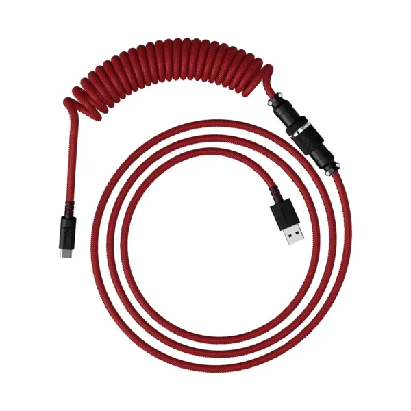 CABLE ESPIRAL HYPERX USB-C A USB-A AVIADOR | ROJO/NEGRO