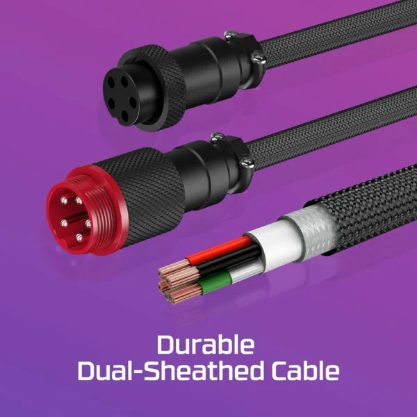 CABLE ESPIRAL HYPERX USB-C A USB-A AVIADOR | ROJO/NEGRO