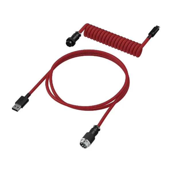 CABLE ESPIRAL HYPERX USB-C A USB-A AVIADOR | ROJO/NEGRO