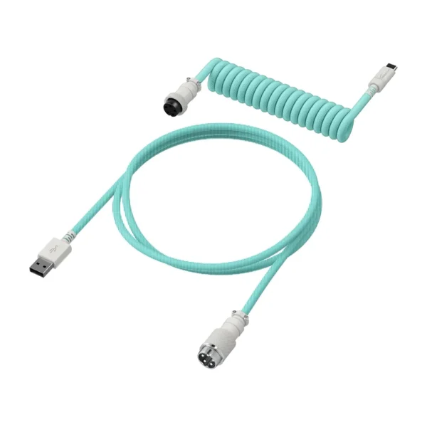 CABLE ESPIRAL HYPERX USB-C A USB-A AVIADOR | VERDECLARO/BLANCO