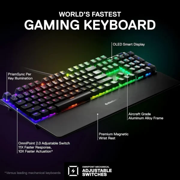 TECLADO ALÁMBRICO MECÁNICO APEX PRO + MOUSE AEROX 5 PACK 2 PZS STEELSERIES