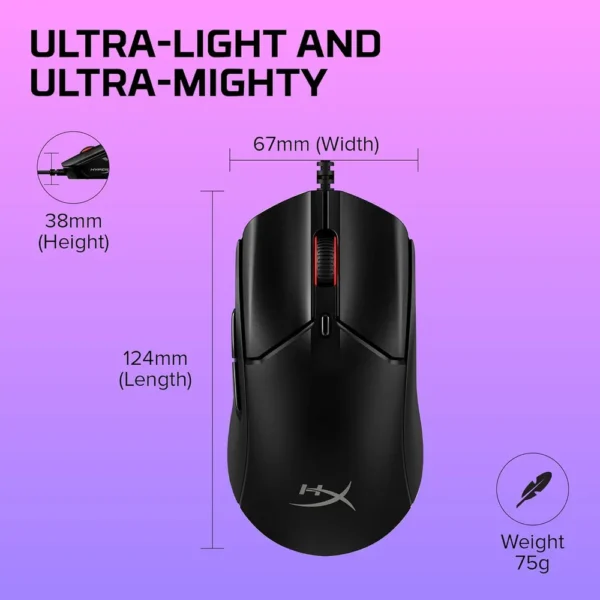 MOUSE ALÁMBRICO HYPERX PULSEFIRE HASTE 2 8000HZ | NEGRO