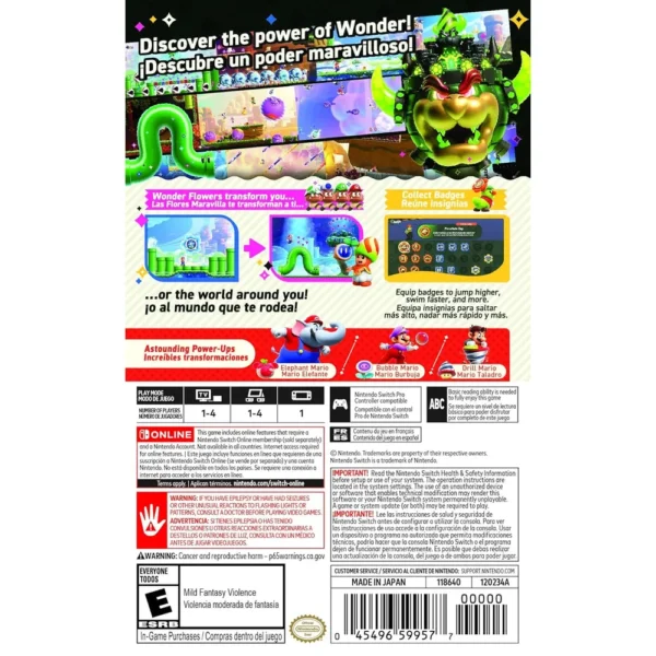 VIDEOJUEGO NINTENDO SUPER MARIO BROS WONDER SWITCH USA