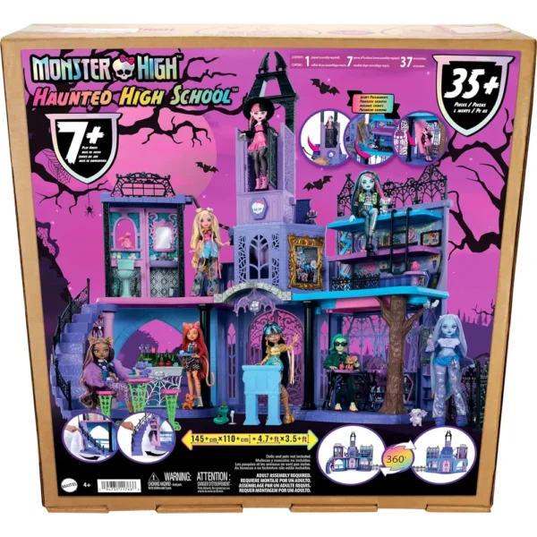 Monster High casa de muñecas, escuela embrujada con 7 áreas y más de 35 piezas