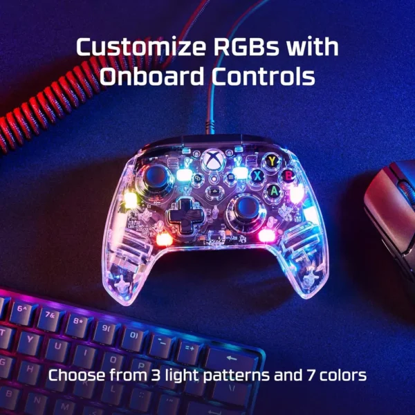 CONTROL ALÁMBRICO HYPERX CLUTCH GLADIATE RGB XBOX | TRANSPARENTE