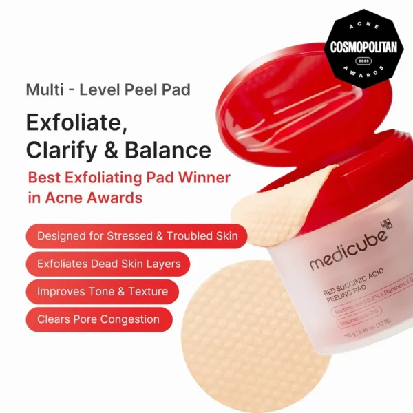 DISCOS TÓNICOS MEDICUBE RED SUCCINIC ACID PEELING PAD 70 UND