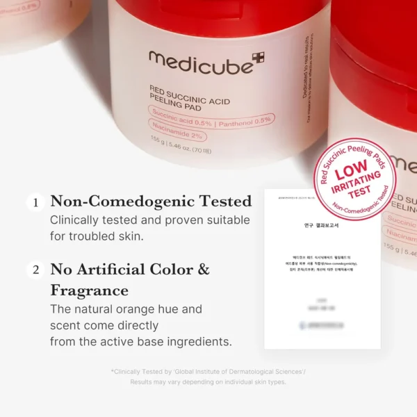 DISCOS TÓNICOS MEDICUBE RED SUCCINIC ACID PEELING PAD 70 UND