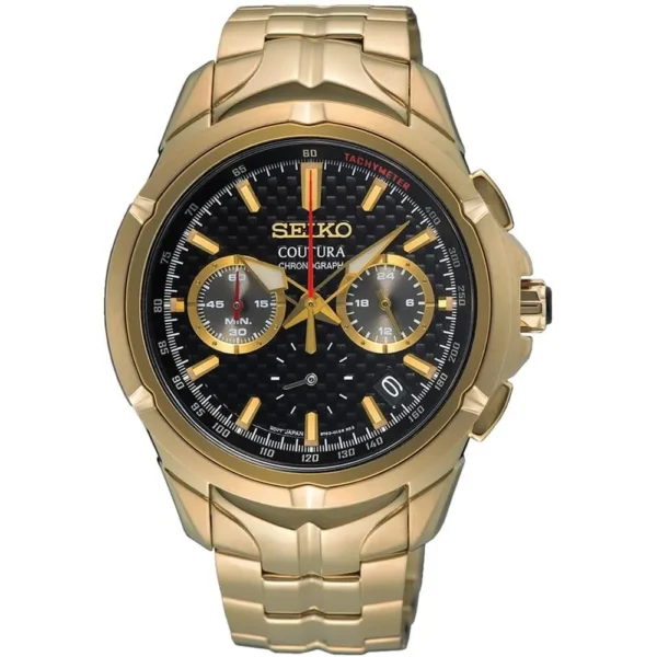 RELOJ SEIKO COUTURA DE CUARZO PARA HOMBRE | NEGRO/ DORADO