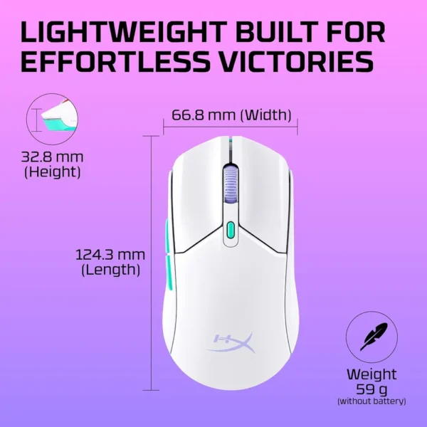 MOUSE INALÁMBRICO HYPERX PULSEFIRE HASTE 2 CORE DUAL | BLANCO