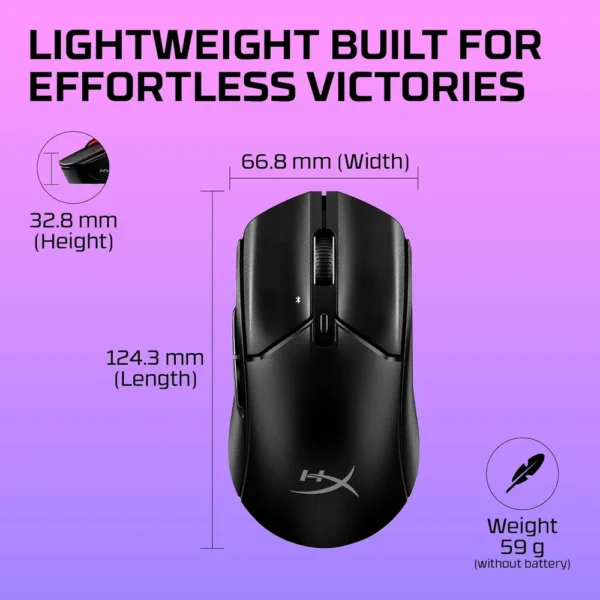 MOUSE INALÁMBRICO HYPERX PULSEFIRE HASTE 2 CORE DUAL | NEGRO