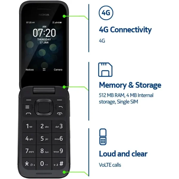 CELULAR NOKIA 2780 FLIP DIGITAL | NEGRO
