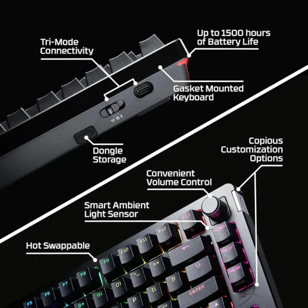 TECLADO INALÁMBRICO HYPERX ALLOY RISE 75 HOT SWAP | NEGRO
