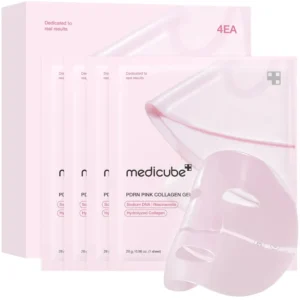 PACK 4 MASCARILLA MEDICUBE SALMON PINK COLLAGEN GEL MASK 0.98 OZ / 28 G