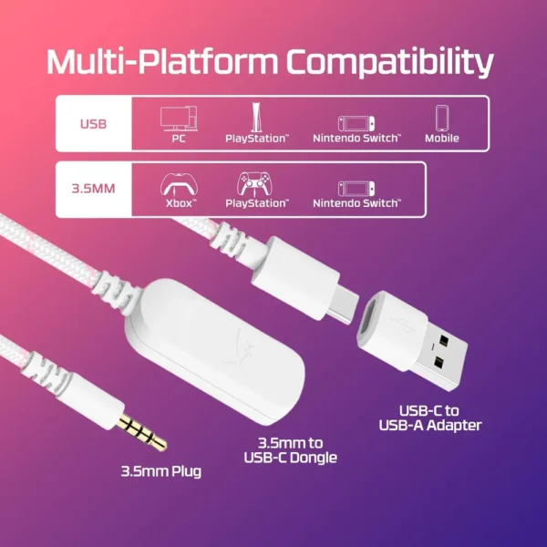 AUDÍFONOS ALÁMBRICOS HYPERX CLOUD III | ROSA